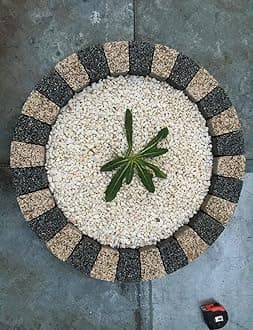 Garden Granite Circle Tree Surround Grass Border Paving Slab Stone Concrete Water Feature (CREAM/DARK GREY, 100)