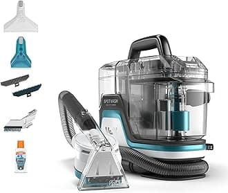 SpotWash Home Pet-Design Spot Cleaner, Upholstery, Sofa, Stairs, Home, Car, Rug, Stain Cleaning Small Handheld Shampooer Machine, Solution, SpinScrub and Tools, 4.5kg, White / Blue, CDSW-MPXA