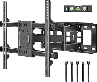 - Full Motion TV Wall Mount for 37-85 Inch TVs, Hold up to 132lbs, Max VESA 600x400mm, Swivel Tilt Dual Arms, Adjustable Viewing Angle, Fits 16" Wood Studs, Easy Assembly