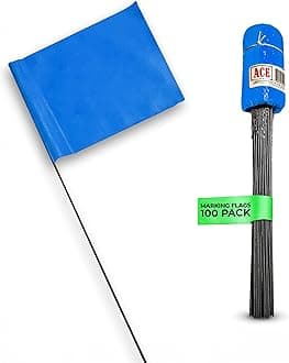 Blue Marking Flags 100 Pack - 4x5x15 Inch Blue Yard Flags - Markers For Lawn, Irrigation, Landscaping, Survey & Sprinkler Head Marking