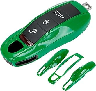 AeroBon 3-Piece Painted Key Cover Key Fob Shell Compatible with Porsche Key Shell Replacement (MK1, Green)