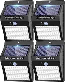 4 Pack Solar Motion Lights Outdoor, 3 Modes/100LED Solar Security Wall Lights Outdoor Wireless IP65 Waterproof for Front Door, Backyard, Garage, Deck