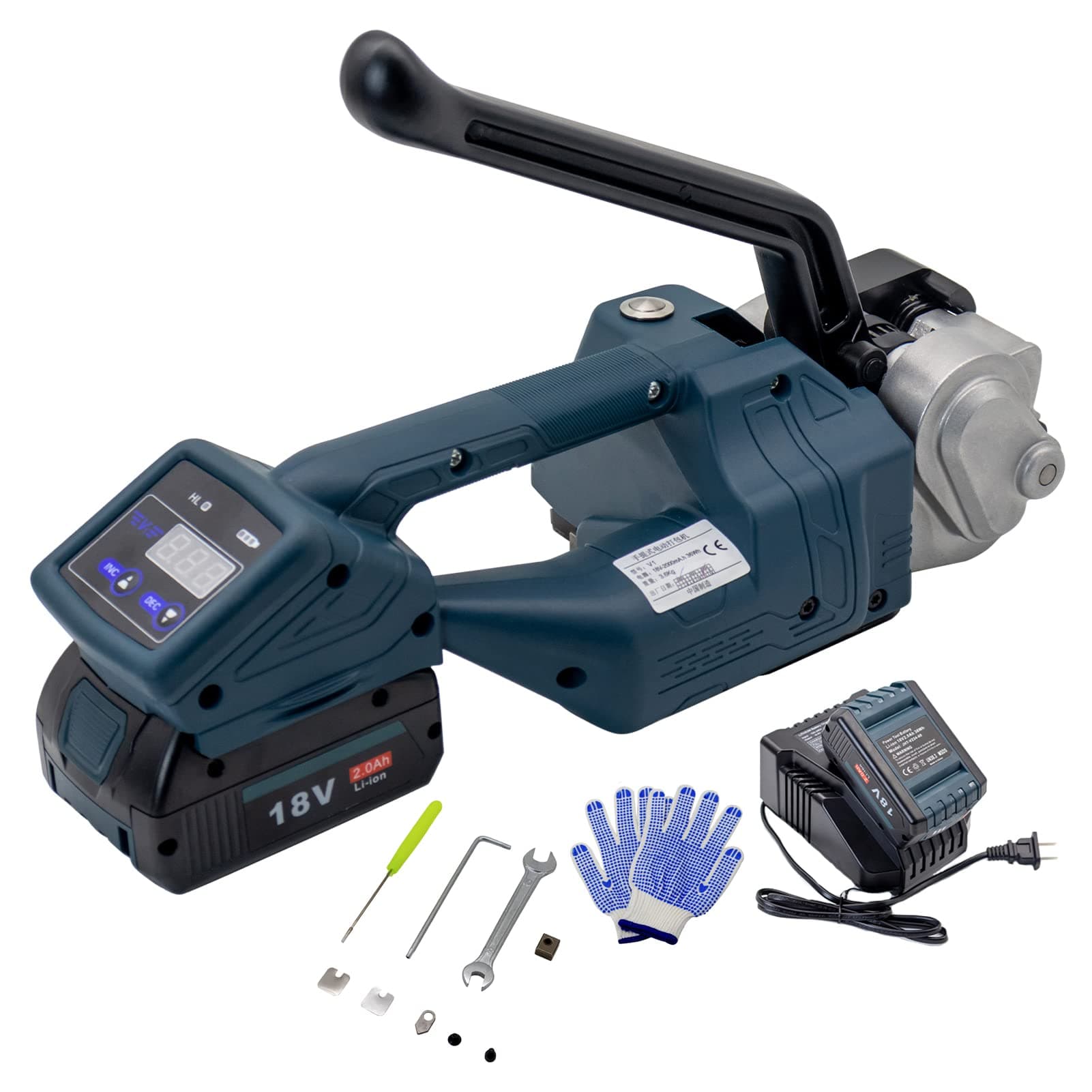 SDRTOP Electric Strapping Machine V1 Handheld Semi-Automatic Banding Tools for 1/2 to 5/8inch PP/PET Plastic Straps Portable Baler Packaging Tensioner kit for Box Pallet