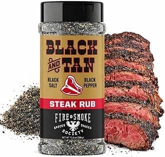 Fire & Smoke Society Black & Tan Steak Seasoning | XL 13.6 oz | Steak Rub for Smoking and Grilling Meat | Steaks, Brisket, Burgers Dry BBQ Rubs and Spices