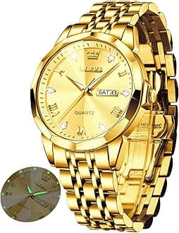 Watch for Men Women Large Face Unisex Diamond Luxury Dress Analog Quartz Stainless Steel Waterproof Luminous Date Business Casual Wrist Watch