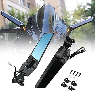 PACEWALKER Motorcycle Adjustable Aluminum Rearview Mirror Wind Wing Mirror with LED Turn Signals Light Compatible with 2018-2022 KAWASAKI Ninja 400 650 ZX10R ZX6R ZX-636 Honda Suzuki(Anti-glare lens)
