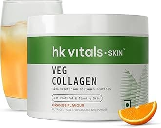 hk vitals Veg Collagen Supplement Powder (Orange, 120g) | Collagen Peptides with Vitamin C, E | For Healthy Skin, Hair & Nails