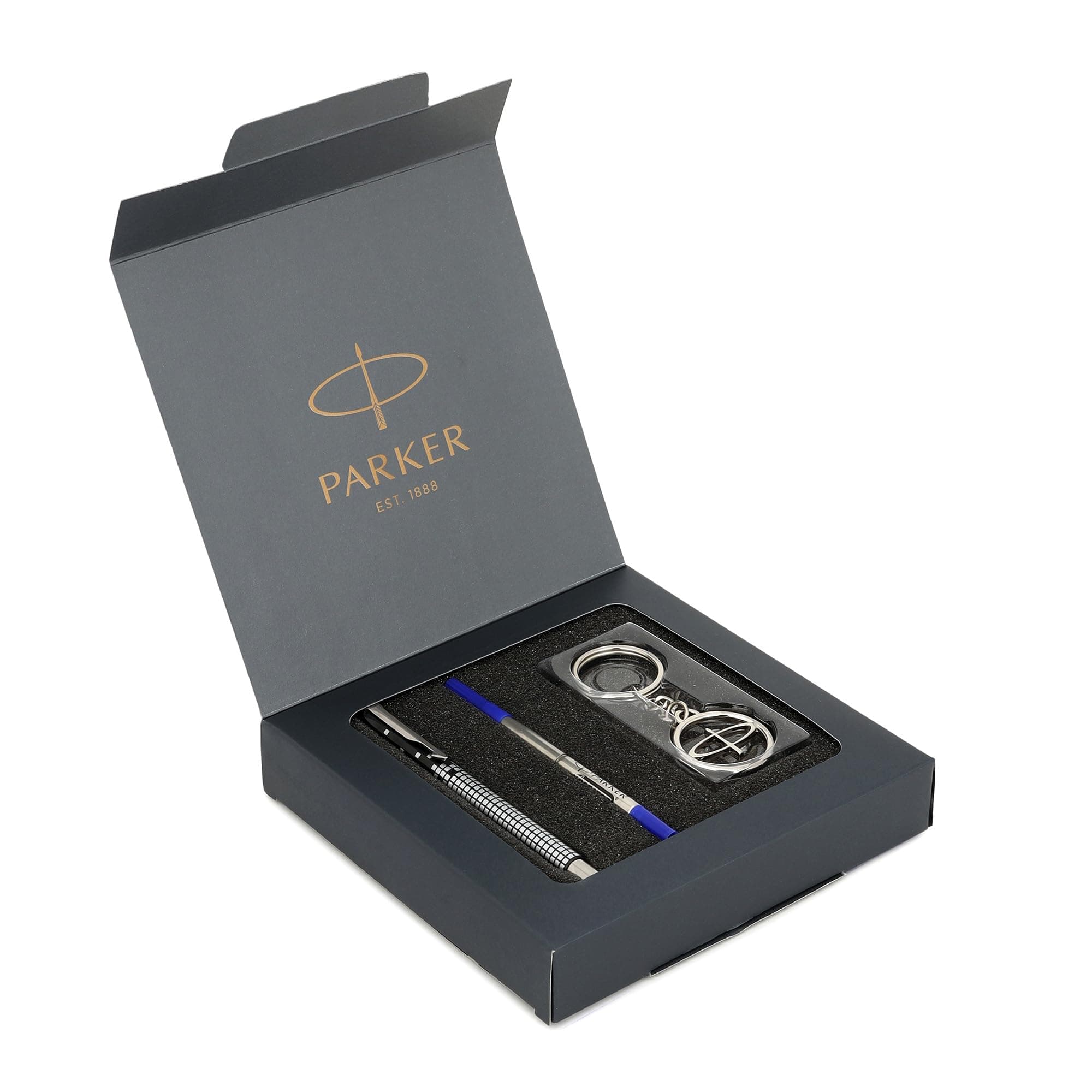 - Parker Gift Set | Vector Special Edition Chrome Trim Roller Ball Pen with Parker Keychain | Ideal for Gifting | Elegant Gift for Any Occasion