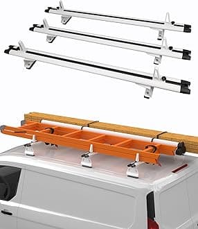 MELIPRON Aluminum Van Roof Rack Fit for Ford Transit, Ram Promaster, Nissan NV, 63" Ladder Rack for Cargo Van, White, 3 Crossbars