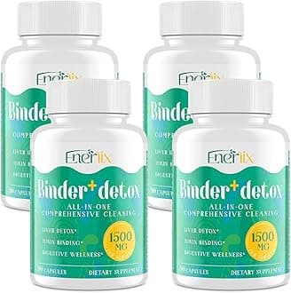 15-in-1 Detox Binder, Activated Charcoal, Zeolite & Bentonite Clay, Chlorella, 1500 MG Detox Supplement Maximum Absorbent, Liver Gut Digestive Detox Cleanse, 360 Vegan Capsules