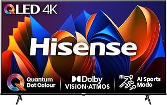 Hisense 55 Inch 4K QLED Smart TV 55E77NQTUK - Quantum Dot Colour, 4K AI Processor, Dolby Vision Atmos, Smooth Motion, Sports Mode, Vidaa OS with Freely, Youtube, Netflix and Disney+ (2024 Model)