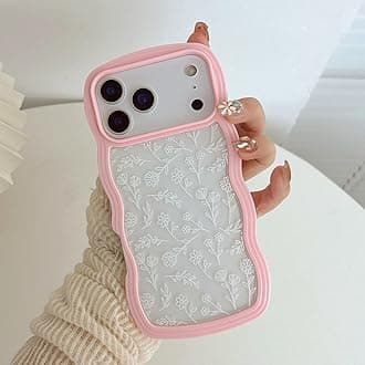 QLTYPRI for iPhone 17 Pro Case, Cute Curly Wave Frame Clear Case for Girls Women, Flower Clear TPU Bumper Slim Soft Silicone Shockproof Protective Phone Cover for iPhone 17 Pro - White Floral/Pink