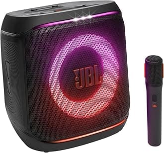 JBL PartyBox Encore 2 Portable Bluetooth Speaker with Wireless Mic and AI Boost, 15H Battery, Dynamic Lights, Auracast, Karaoke & Guitar Input, IPX4 Splashproof - JBLPBENCORE2UK