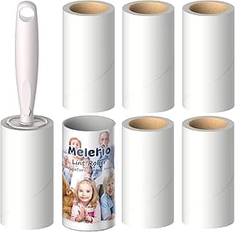 MELERIO Lint Rollers 6 Refills Full 420 Sheets with Protective Cover,1 handle with 6 Extra Sticky Lint Roller Set for Clothes, Sofa, Bed and Carpet, Lint Roller for Pet hair, Cat Hair, Dog Hair, Dust