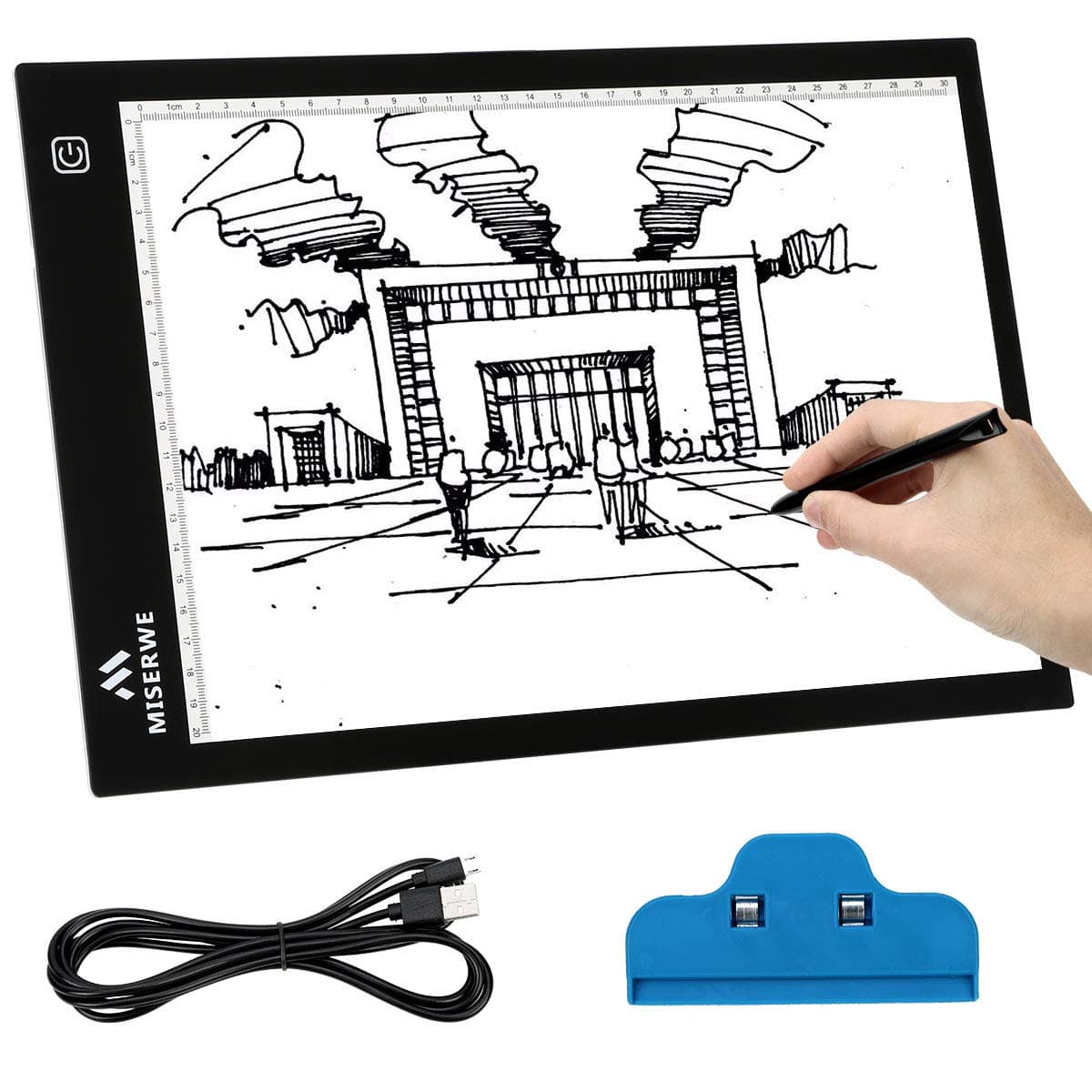 Miserwe A4 Light Table 4.0mm Ultra-Thin USB Powered Portable LED Light Box Artcraft Tracing pad for Sketching Artists Drawing Animation Stencilling X-rayViewing