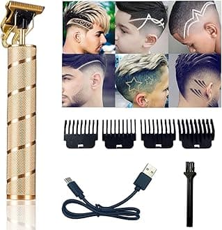 Pro T Clippers, Electric Pro Li Trimmers T Blade Trimmer Cordless Rechargeable, Professional Baldheaded USB Rechargeable Hair Clipper for Men(Gold)