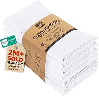 Utopia Bedding Utopia Kitchen Cotton Dinner Napkins White - 12 Pack (18 Inches X18 Inches) Soft and Comfortable - Durable Hotel Quality - Ideal for Events and Regular Home Use