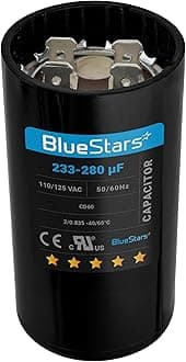 - [2025 Upgraded] BlueStars 233-280 uF MFD 110-125 VAC Volts ±20% CD60 Round Motor Start Capacitor 50/60 Hz Electric Replacement Part - Single Phase Capacitors for AC Motors Starting Pool Pump Well Pump