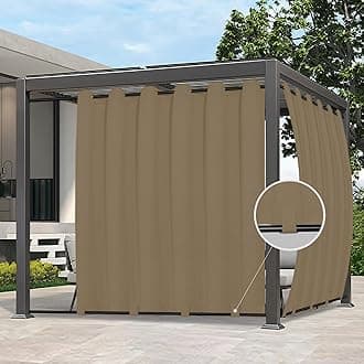 Easy-Going Outdoor Curtains Waterproof Windproof Weatherproof Curtain for Patio, Cabana, Porch, Pergola and Gazebo, Grommet Top and Tab Bottom Drape, 1panel, 110x108 inch, Khaki