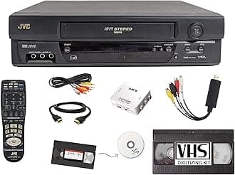 JVC VCR VHS Transfer w/Remote, USB Adapter, HDMI Converter (Renewed)