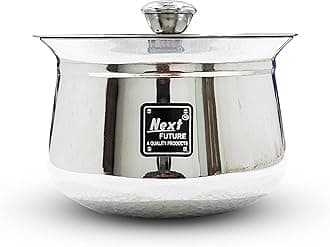 NEXT Future - 700ml, Heavy Gauge Dahi/Curd/Milk Pot Stainless Steel Handi/Bartan/Utensils, Highly Polished Cookware & Serveware Handi for Kitchen with Lid & Knob (700ml)