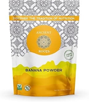Ancient Roots Banana Powder - Freeze-dried, All-natural, No Sugar Added, Smoothie Mix, Support Digestive Health Naturally, 3.5 ounces (25 servings)