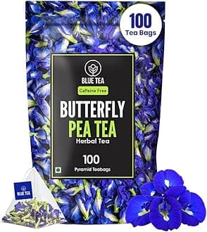 BLUE TEA - Butterfly Pea Flower Tea - 100 Tea Bags - Plant Based || ANTIOXIDANT RICH || Aparajita - Shankhpushpi || Caffeine Free - Detox - Flower Based - Herbal Tea | Ziplock