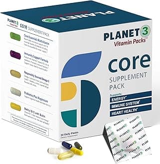 Planet 3 Core Supplement Vitamin Packs - Energy, Inflammation, Vision Support with Vitamin D, Lutein, Biotin & Other Essential Vitamins for both Women and Men