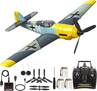 Remote Control Airplane for Adults BF109, 4 Channel RC Plane with 6-Axis Gyro Aerobatic, WW2 Warbird Park Flyer Gift