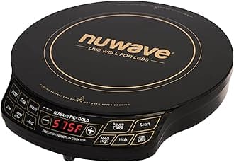 Nuwave Gold Precision Induction Cooktop, Portable, Large 8” Heating Coil, 12” Shatter-Proof Ceramic Glass Surface, 51 Temp Settings from 100°F - 575°F, 3 Watt Settings 600, 900, & 1500 Watts (Renewed)