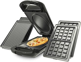 Drew&Cole Deluxe 5 Minute CleverChef - Non-Stick Multicooker - Includes Omelette, Grill & Waffle Plates - Great for Paninis, Omelettes, Toasties, Waffles, Pizza, Dessert & More