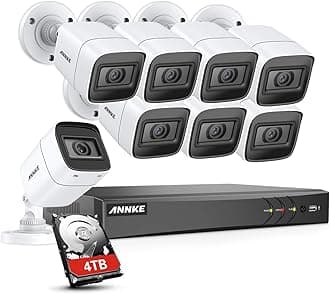 ANNKE 8 Channel 4K Security DVR System, H.265+ 5-in-1 Hybrid 4K Ultra HD Security DVR, 8X 4K (8MP) Surveillance Bullet Cameras, 4TB HDD, Work with Alexa, AI Human/Vehicle Detection