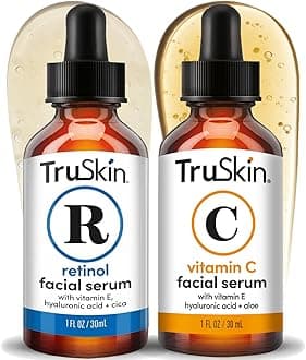 TruSkin Face Serum Duo – Retinol Serum for Face & Vitamin C Serum – Anti Aging Skin Care Set for Women – Skin Care for Bright, Smooth, & Firm Skin – 1 fl oz, 2 Bottles