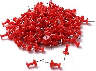 Tupalizy 200PCS Colored Plastic Push Pins Decorative Map Thumb Tacks with Steel for Bulletin Board and DIY Craft Home Office Use (Red)