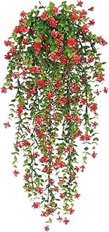 Lifelike Artificial Flowers Artificial Flower Decor Hanging Artificial Flower Vine Faux Drooping Floral Plants for Home Wedding Indoor Outdoor Garden Yard Decoration Red 1pc