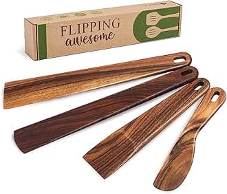 MyFancyCraft Spatula Set Walnut Wood Spurtle Supplies Wooden Spoons For Cooking - Kitchen Utensils For Stirring, Mixing, Serving