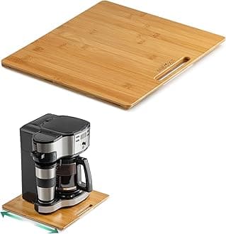 Bamboo Appliance Slider, Sliding Tray for Kitchen Appliances, Countertop Rolling Tray, Coffee Maker Slider Tray with Rubber Wheels, Wide - Medium (13"D x 14"W)