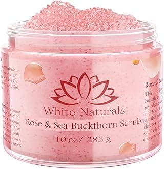 Organic Rose & Sea Buckthorn FACE & BODY SCRUB, Natural & Pure Exfoliating Scrub for Soft & Smooth Skin, Infused With Essential Oils, Moisturizer for Women & Men, Removes Blackheads, Acne & Dead Skin