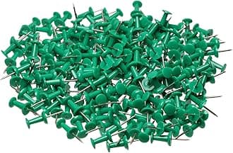 Tupalizy 200PCS Colored Plastic Push Pins Decorative Map Thumb Tacks with Steel for Bulletin Board and DIY Craft Home Office Use (Green)