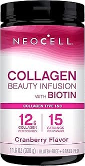 Collagen Peptides Powder | 9.1 oz | Grass Fed Bovine | with Biotin and Hyaluronic Acid | Cranberry Cocktail Flavored | Beauty Infusion Drink Mix | Hair, Skin & Nails