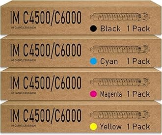 IM C4500 IM C6000 Toner Cartridge Replacement for Ricoh 842279 842282 842280 842281 High Yield for IM C4500 IM C6000 IM C5500 Printer ( Black Cyan Yellow Magenta, 4 Pack )