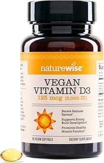 NatureWiseVitamin D3 5000iu (125 mcg) with Plant-Based Vitamin D3 - Support for Muscle, Bone, Immune Health - Bioavailable with Extra Virgin Olive Oil - Non-GMO, Vegan - 60 Softgels[2-Month Supply]