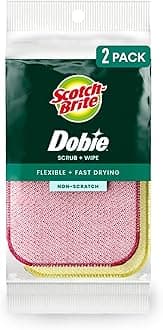 Scotch-Brite Dobie Scrub & Wipe Cloths, Sponge Cloths for Cleaning Kitchen, Bathroom, and Household, Dobie Scrub and Wipe Cloth Absorbs and Doesn't Scratch, 2 Cleaning Cloths