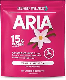 Aria, Women's Wellness Low Calorie Vanilla Protein Powder with Biotin, Vitamin C and Organic Aloe, Vanilla Blossom, 1.85 Pound
