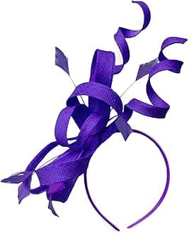 Swirl Loop Sinamay Headband Fascinator For Women Wedding Ascot Races [Royal Purple]