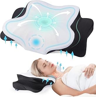 DONAMA Cervical Pillow for Neck and Shoulder Pain Relief, Cooling Contour Memory Foam Pillow, Dual-Height Ergonomic Neck Support Pillow for Side Back Stomach Sleepers with Removable Pillowcase