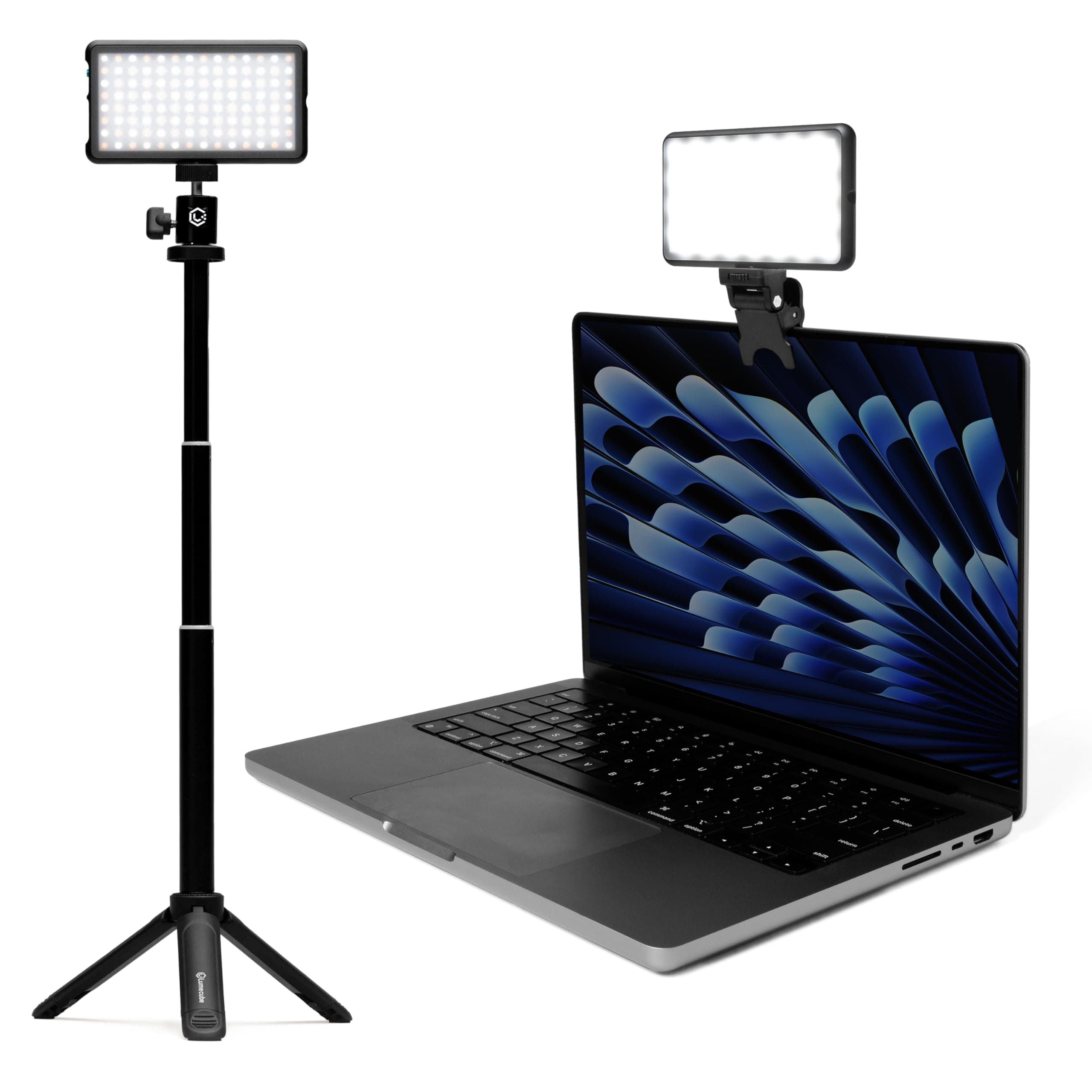 LUME CUBE Broadcast Lighting Kit | Live Streaming, Video Conferencing, Remote Work, Zoom Webcam | Laptop Lighting Accessories, Adjustable Brightness, Color Temperature, Computer Mount Included