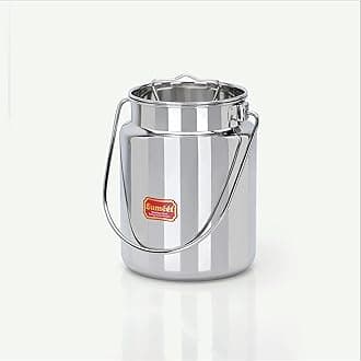 - Sumeet Stainless Steel Akhand - Jointless Milk Can/Oil Can/Milk Barni/Oil Pot with Lid, 3000ML capacity, 15Cm Dia, Silver