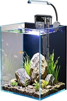 1.5 Gallon Fish Tank Starter Kits, Nano Glass Aquarium with Filter, Led Light for Aquascape DIY Small Betta Fish Tank