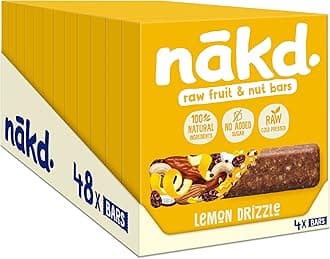 NakdLemon Drizzle Natural Fruit & Nut Bars - Vegan - Healthy Snack - Gluten Free - 35g x 48 bars